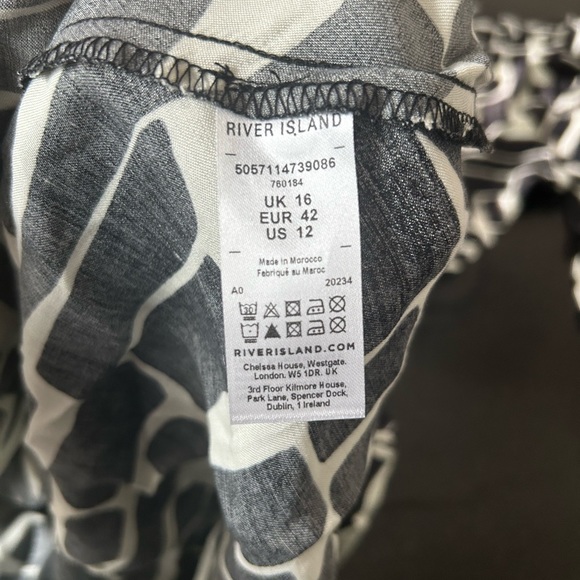 RIVER ISLAND *NWT* Black Satin Abstract Slip MIDI DRESS UK 16/US 12 - Picture 7 of 8